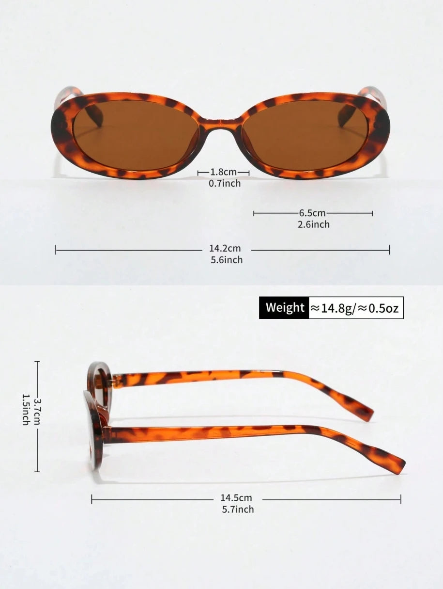 2pcs Vintage Small Frame Oval Shaped Plastic Sunglasses Outdoor Travel Beach Holiday UV Protection Fashionable Shade Travel