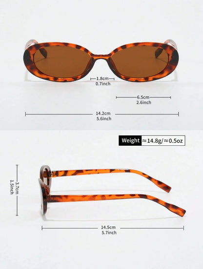 2pcs Vintage Small Frame Oval Shaped Plastic Sunglasses Outdoor Travel Beach Holiday UV Protection Fashionable Shade Travel